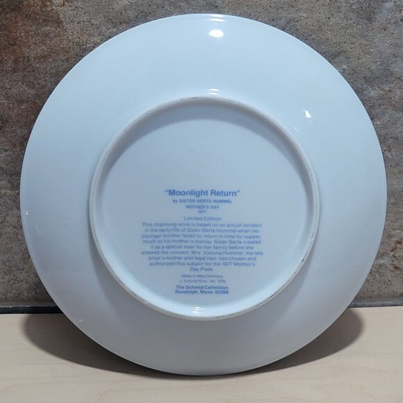 Schmid Hummel Mothers Day 1977 Moonlight Return Decorative Wall Hanging Plate - Picture 2 of 11